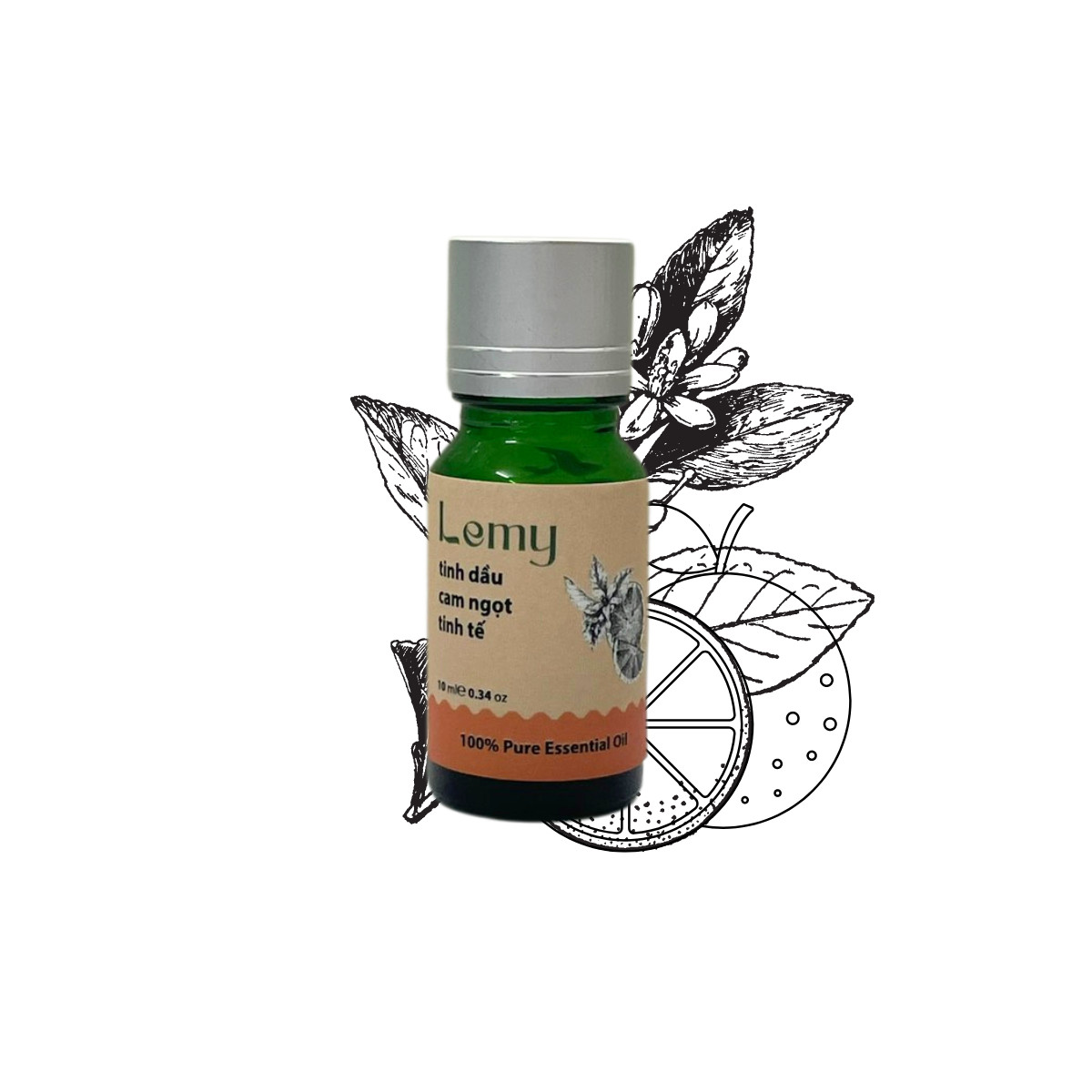 Tinh dầu cam ngọt, thiên nhiên, 100% nguyên chất